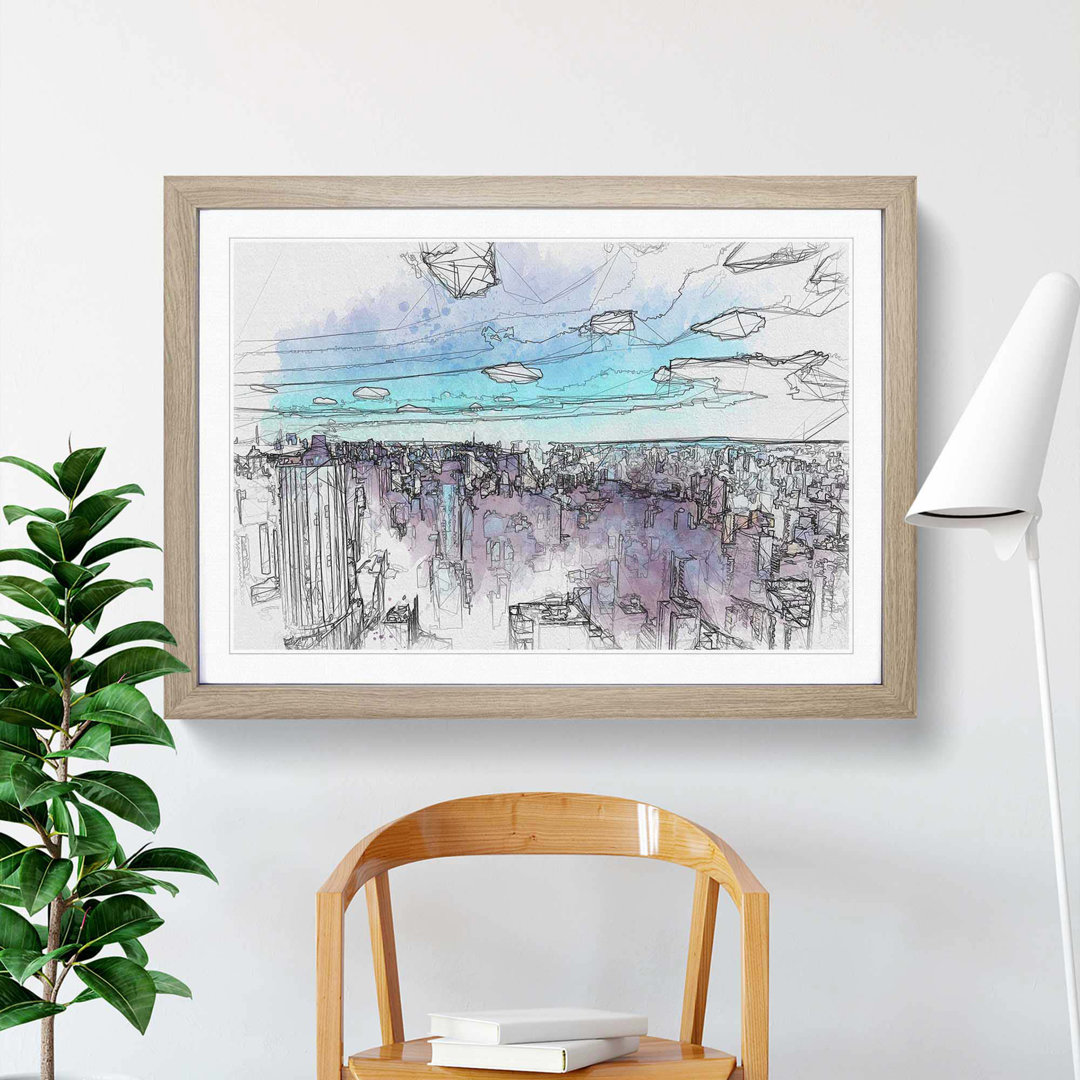 Sao Paulo Brazil Skyline in Abstract - Picture Frame Graphic Art Print