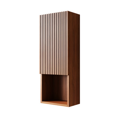 35.14-Inch Tall Bathroom Wall Mounted Narrow Storage Cabinet With Door And Shelves, Brown Oak Color, Suitable For Small Spaces In Bathroom, Living Rooms Laundry, Classic Appearance, , Flat Pack
