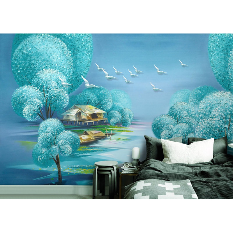 Murale à peindre, paysage de forêt, L 4,08 pi x l 6,25 pi