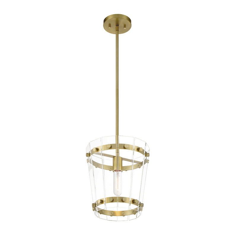 Luminaire suspendu cylindrique à 1 lumière Brylea, Brun