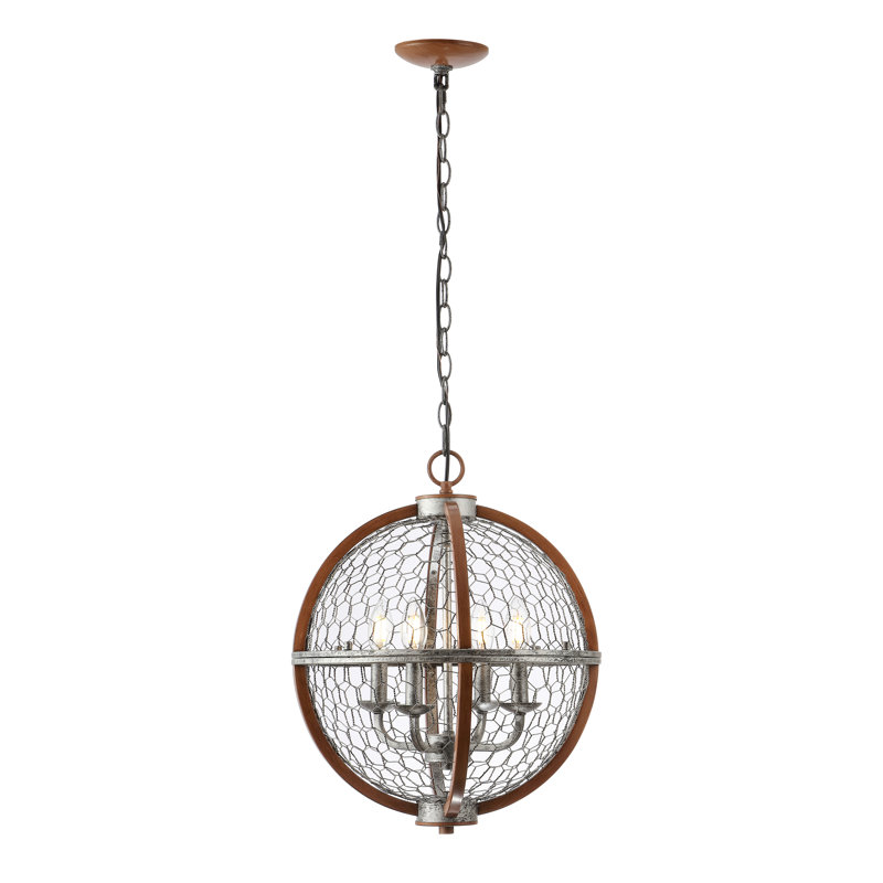 Luminaire sphère suspendu 4 lumières lanterne Hildegard