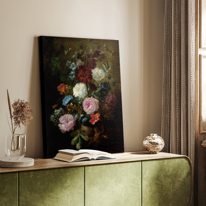 Demure Dutch Floral II -Custom Wrapped Gallery Cavas, 18" H x 12" W