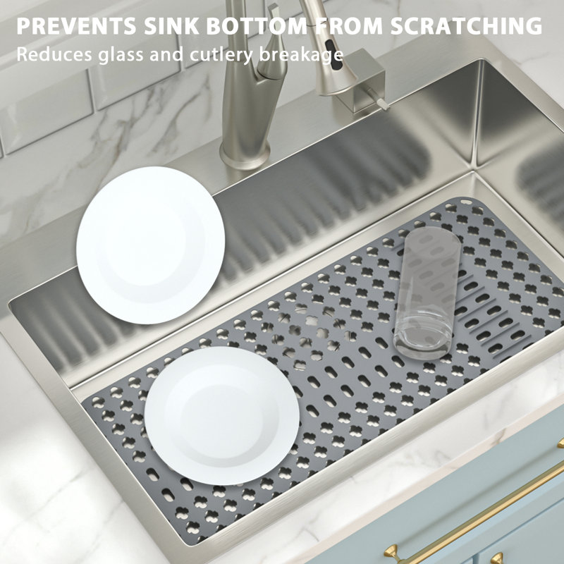 silicone sink mat and metal sink grid for cast iron sink