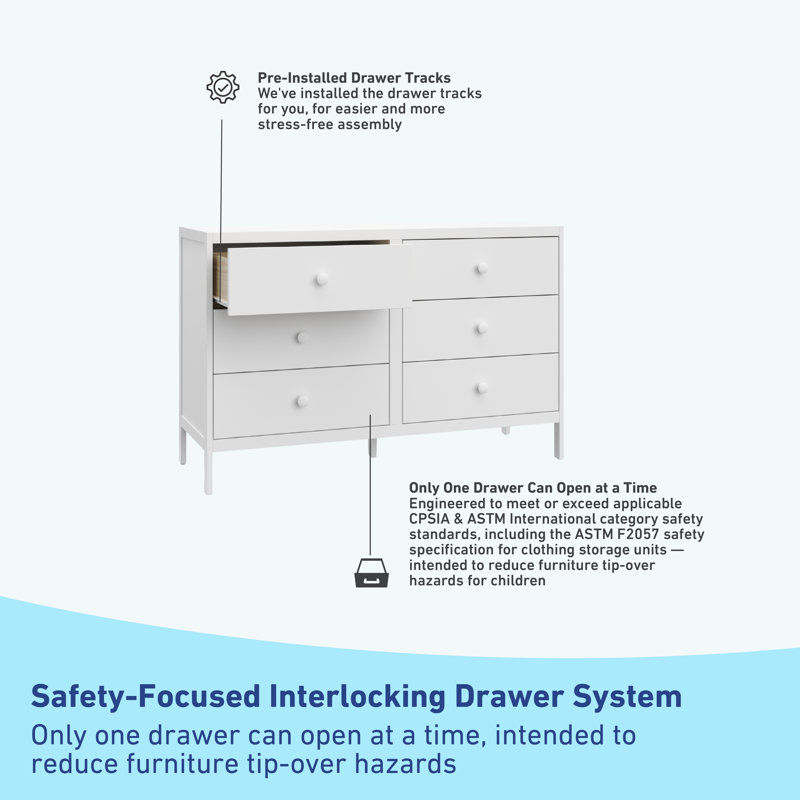 Graco Universal 6 Drawer Double Dresser, White