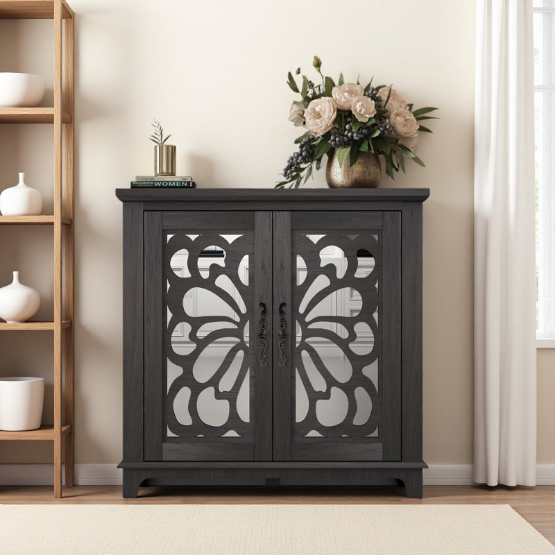 Armoire 34,37 "avec 2 portes réglables en miroir, Brun