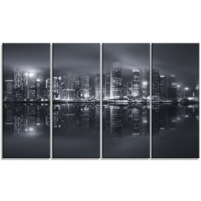 Hong Kong Black and White Skyline' 4 Piece Grapic Art Print Set on Wrapped Canvas -  Design Art, PT10980-271