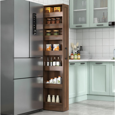 Étagère ouverte 7 côtés à 7 niveaux avec rangement coulissant et multi-fonctions pour la cuisine, le salon et les espaces étroits