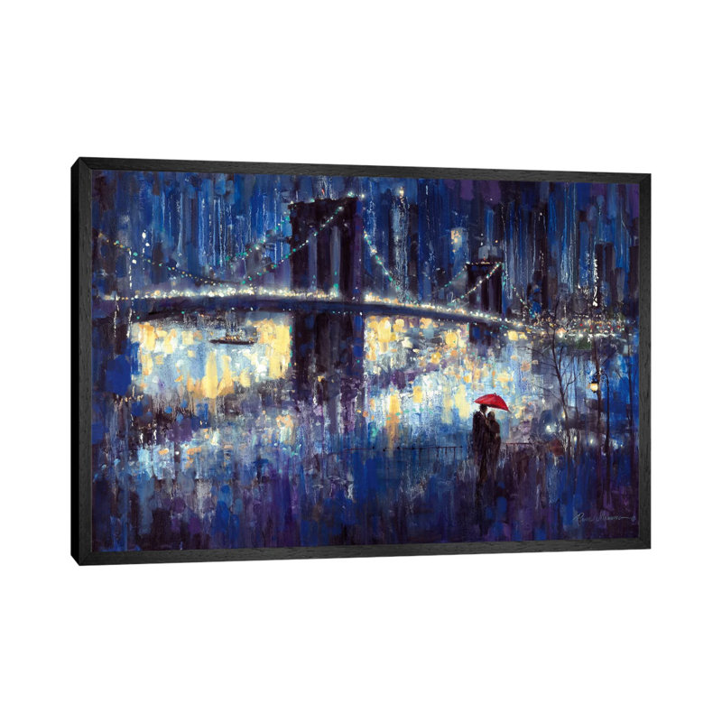 Evening Romance by Ruane Manning - Painting on Canvas, 101.6 cm H x 66.04 cm W, Black Floater Framed