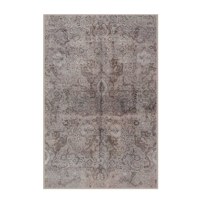 Tapis traditionnel gris / noir Keriann, Rectangle 5 pi x 7 pi