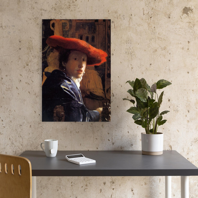 «Girl with a Red Hat Classic Contemporary», reproduction d'art mural, H 18 po x l 12 po