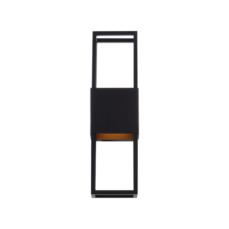 Plafonnier encastré d’extérieur à del 2 ampoules noir/doré Caryll, H 16 po x l 3,5 po x P 4,63 po