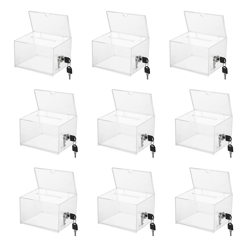 Clear Acrylic Box 6.22'' W Suggestion Box W/ Lock