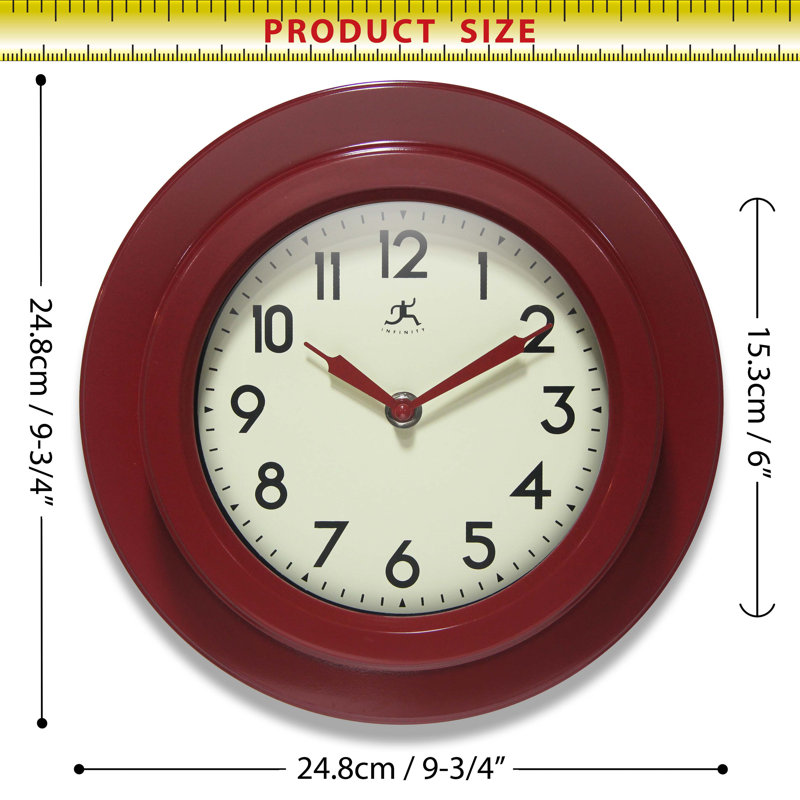 Retro Escape 9.75" Wall Clock, Red