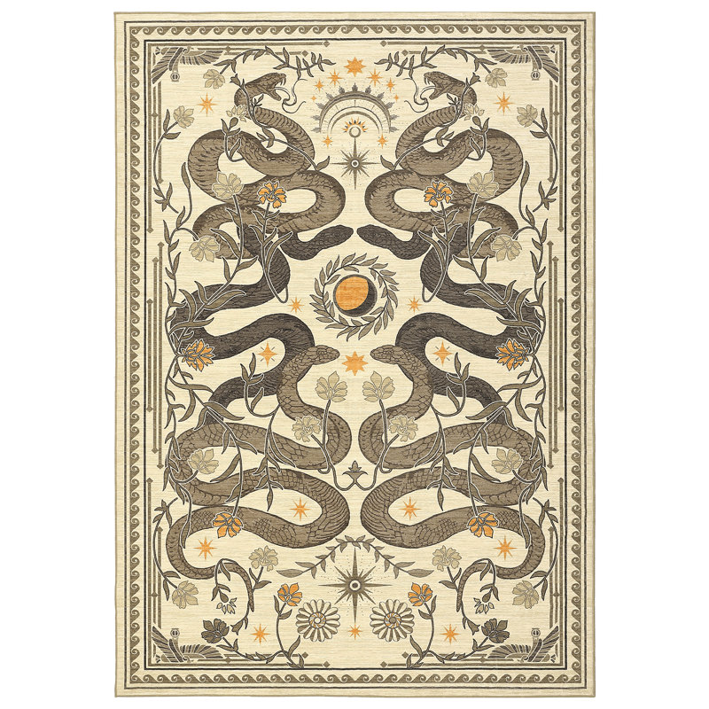 Living Room Rug  Snake Area Rug, Non Slip Washable Rugs with Soft Stain Resistant Low Pile Design, Non-Shedding Floor Carpet for Dining Room Nursery