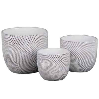Ensemble de pot de fleurs rond 3 pièces terre cuite Recio