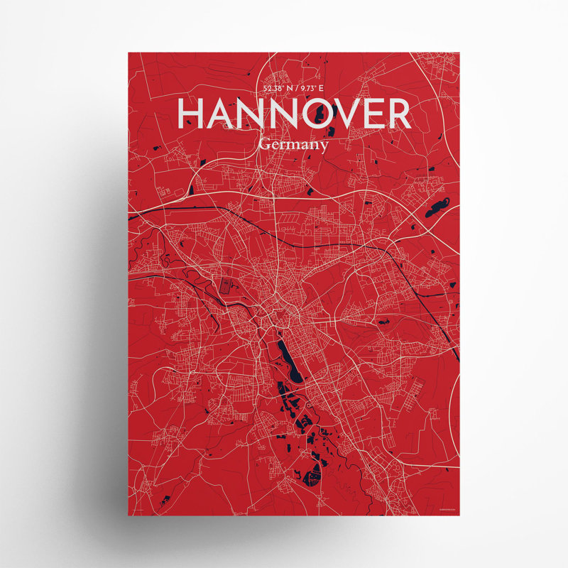 Hannover City Map In Nautical - No Frame Print, 27.6cm H x 19.7cm W x 0.05cm D