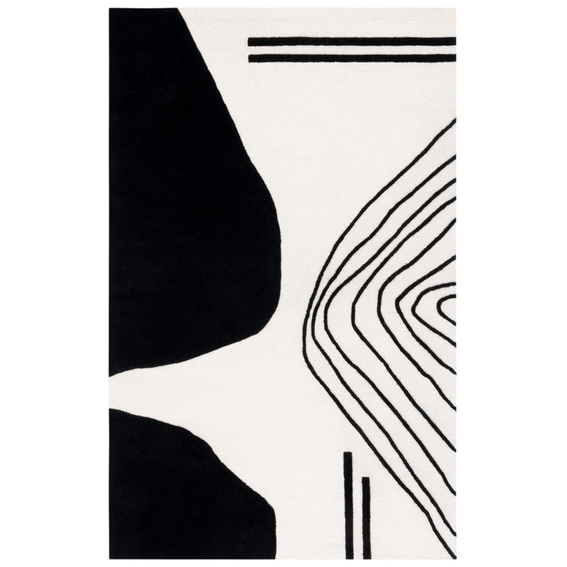 Tapis ivoire / noir Felipe, Rectangle 5 pi x 8 pi