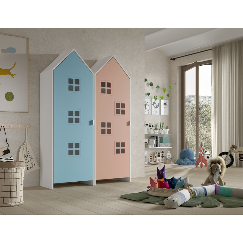 Casami Bruges 2 Door Manufactured Wood Wardrobe, Blue/Pink