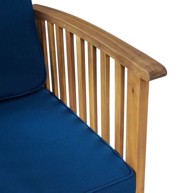Sikeston Acacia Outdoor Lounge Chair, Brown Frame/Grey Cushion, Dark Teal