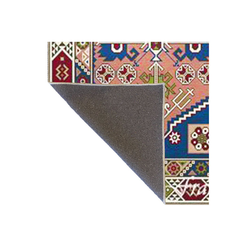 Tapis décoratif bleu à motif géométrique lavable à la machine, Sous-tapis carré 3 pi 3 po inclus