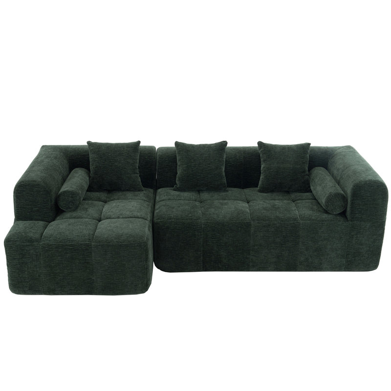 101.2"  Sectional Sofa Full-Compressed Sofa Modular Sofa Couch Free-Combined Sofa With Deep Seating And Two Side Pockets For Living Room