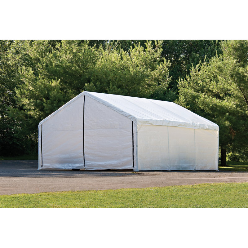White 12 x 20 ft. Canopy Enclosure Kit with Zippered Door