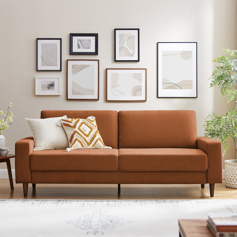 Elegido 213.1Cm Square Arms Sofa, Curry Polyester Blend