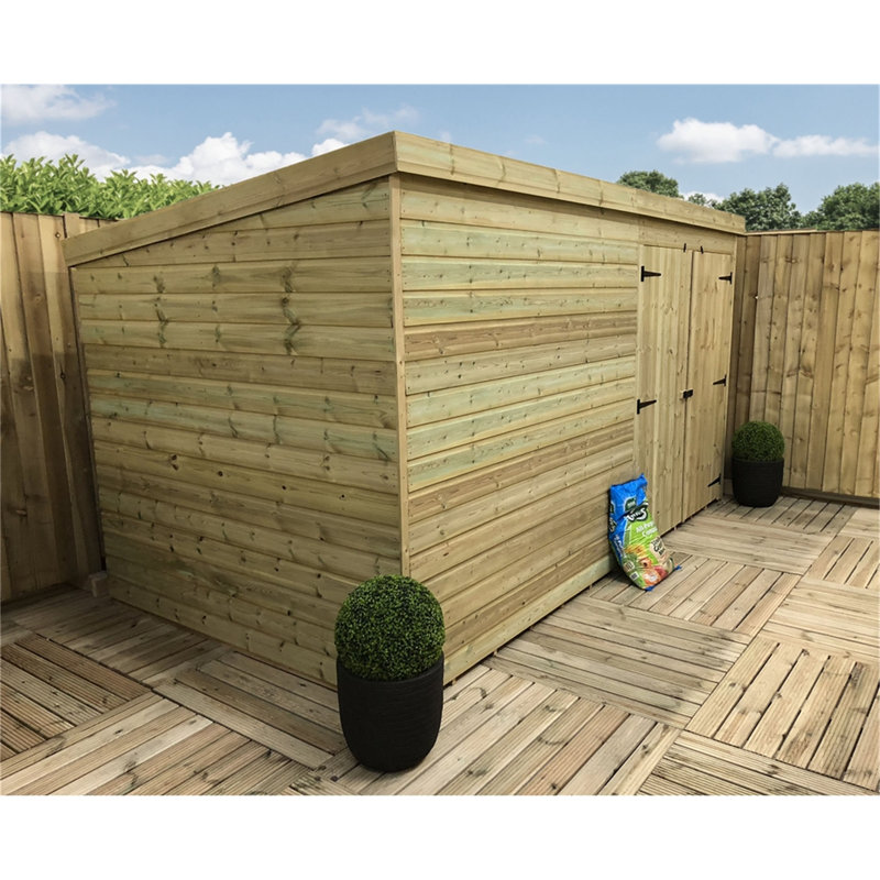 Aristes 14 ft. W x 4 ft. D Solid Wood Garden Shed