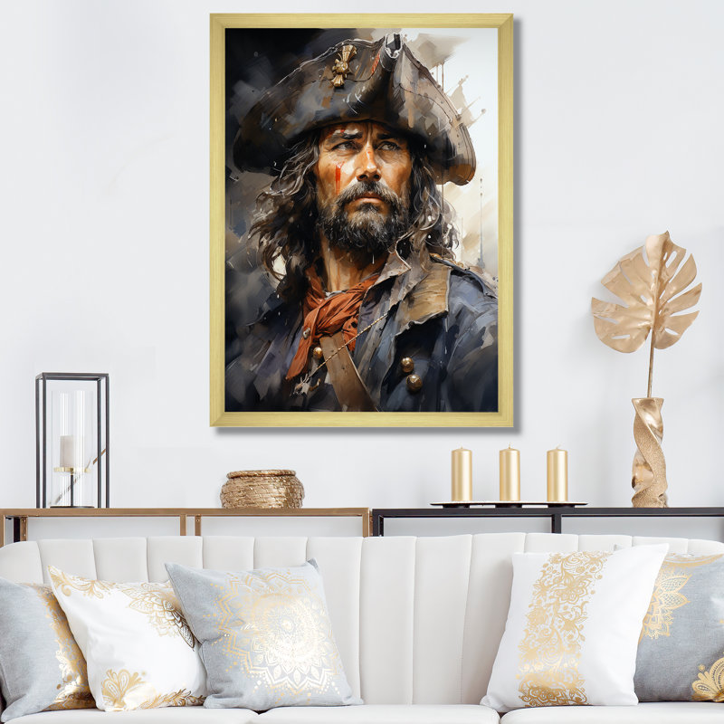 «Pirate Captains Portrait», reproduction d'un seul cadre photo sur toile, Cadre photo blanc, H 32 po x l 24 po x P 1 po