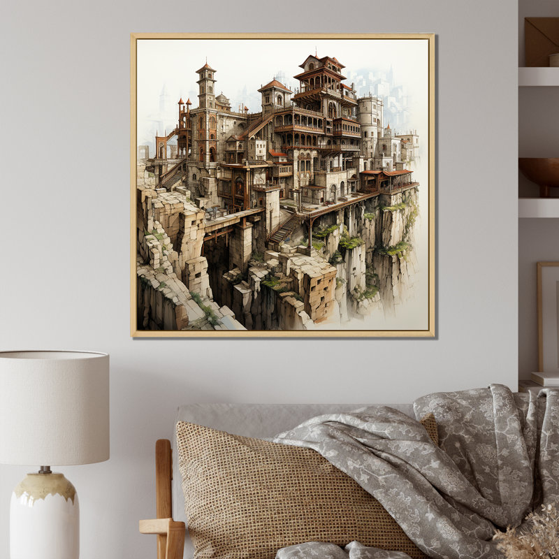 «Alytic dessin of A Fortresses I »sur impression sur toile, Cadre naturel flottant, H 36 po x l 36 po x P 1,5 po
