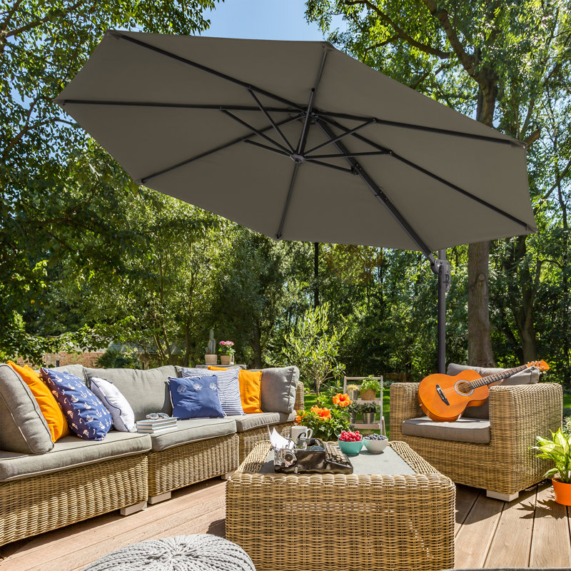 Parasol en porte-à-faux rectangulaire Sayhaan , Gris, H 106 po x l 138 po x P 138 po