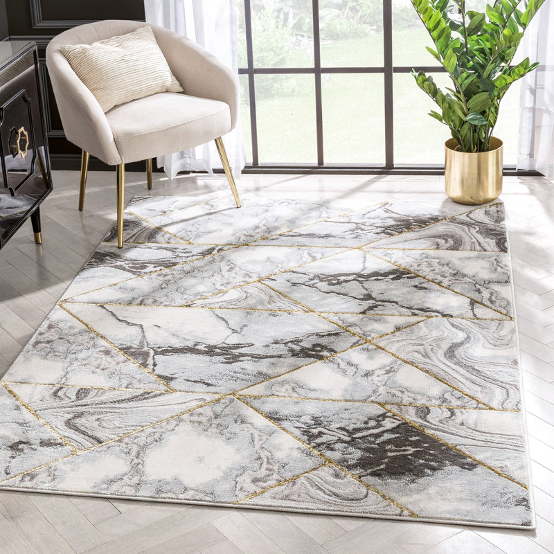 Well Woven Fairmont Arlo Retro Marble Pattern Grey Glam Rug, Rectangle 120 x 160cm