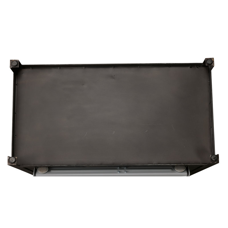 Rustic Black and Brown Metal Wine Bar Cabinet