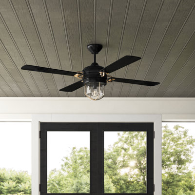 Ventilateur de plafond standard à 4 pales de 52 po avec télécommande et ensemble d'éclairage inclus Alienor