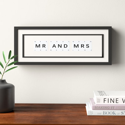Mr And Mrs Typography - Single Picture Frame Print on Wood