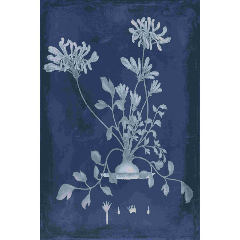 Botanique en indigo II, H 30 po x l 20 po