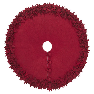 Handmade Felted Wool Christmas Tree Skirt - Overlapping Flowers Border