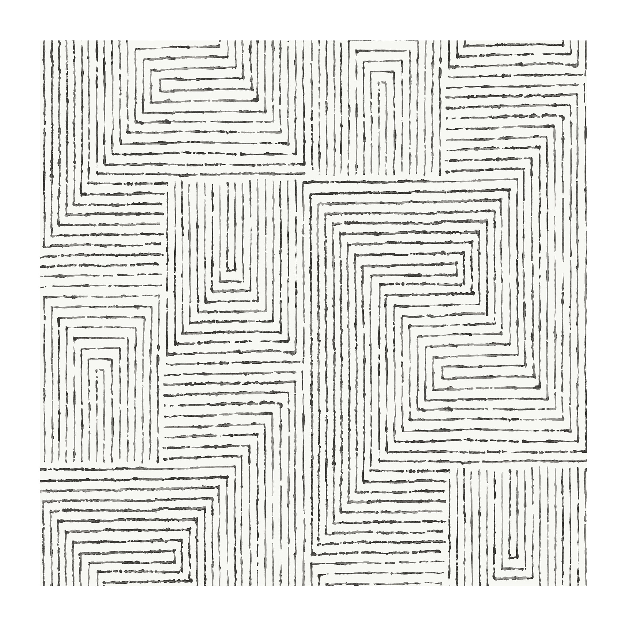 Ink Peel & Stick Geometric Roll, Black