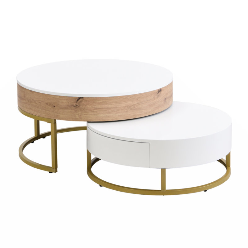 Table basse Jonah, Blanc / Naturel