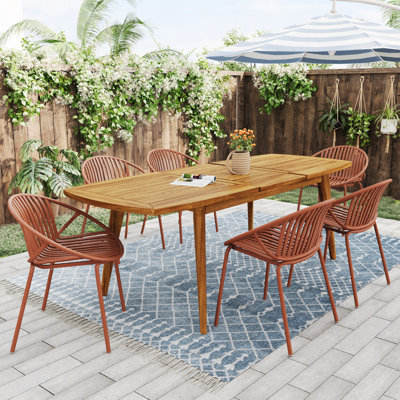 Ensemble de salle à manger d'extérieur moderne 7 pièces avec chaise empilable 7 pièces