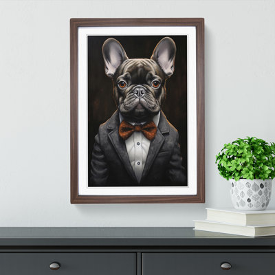 French Bulldog in a Suit Painting No.4 - Framed Print
