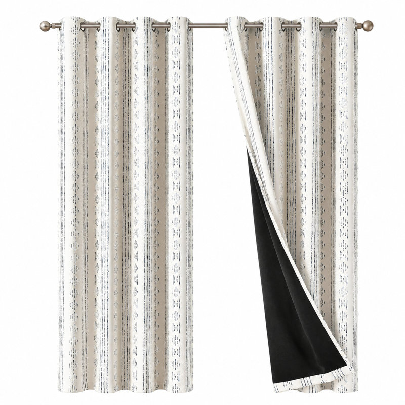 95% rideaux occultant boho bleu sur beige