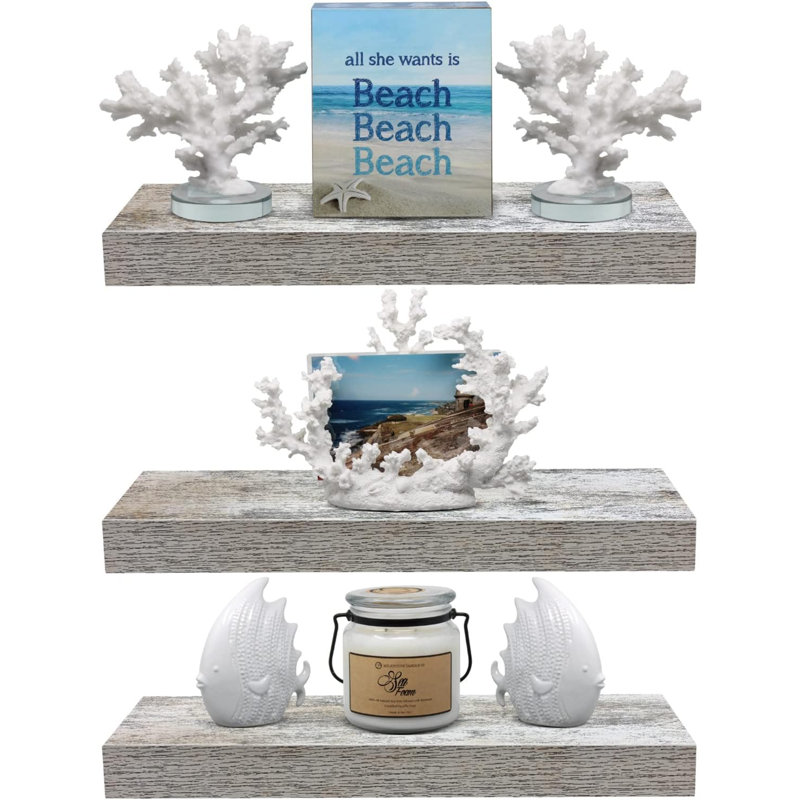 Ancasta 3 Piece Floating Shelf, White