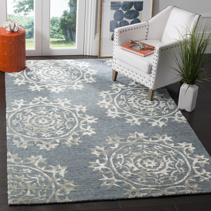 Tapis damassé en laine et viscose Rudra, Rectangle 5 pi x 8 pi