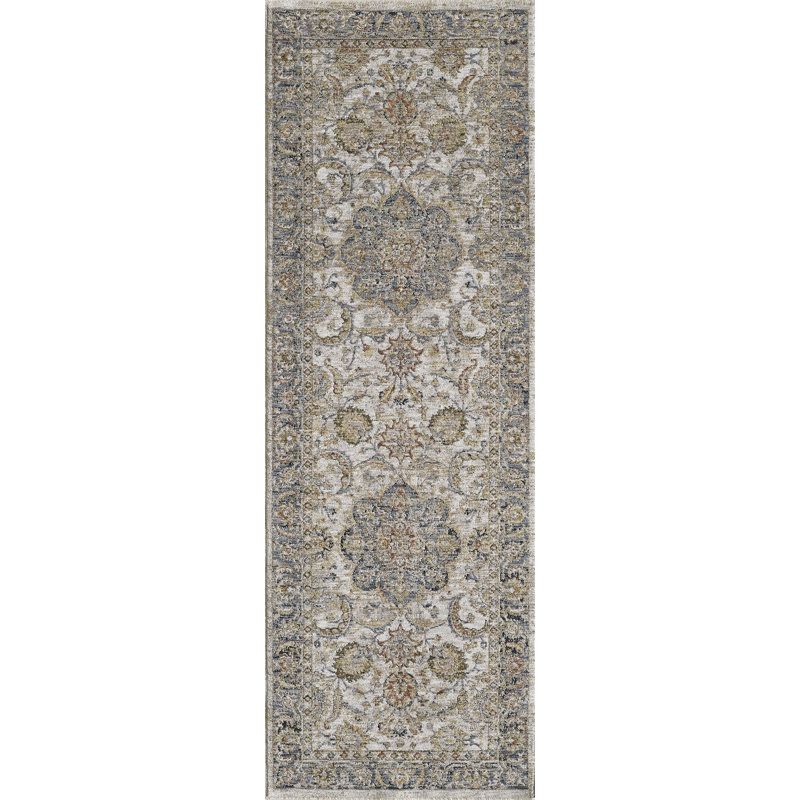 Tapis oriental en polyester tissé à la machine Oakmead, Tapis de couloir 2 pi 6 po x 7 pi 6 po
