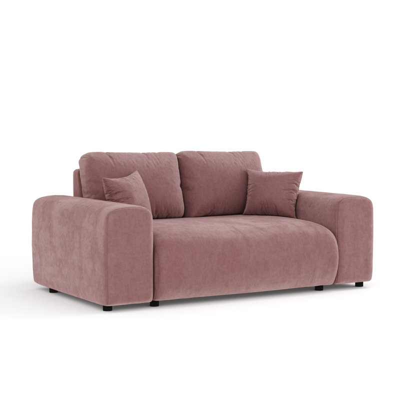 Two-seater square arms loveseat sofa, Pink