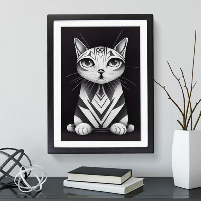 Striped Cat Abstract - Single Picture Frame Print