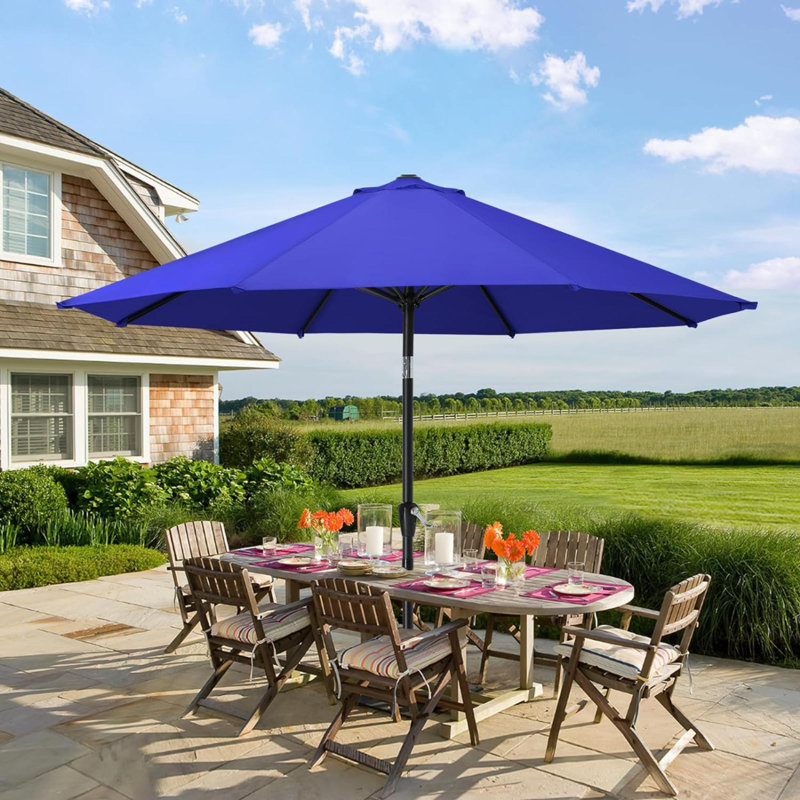 Parasol de marché avec manivelle Lorola, Bleu
