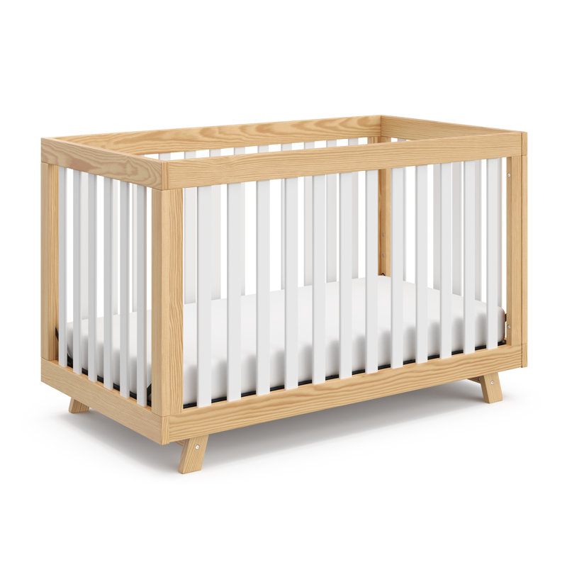Lit de bébé convertible 3-en-1 Beckett, Naturel / Blanc, Lit à barreaux