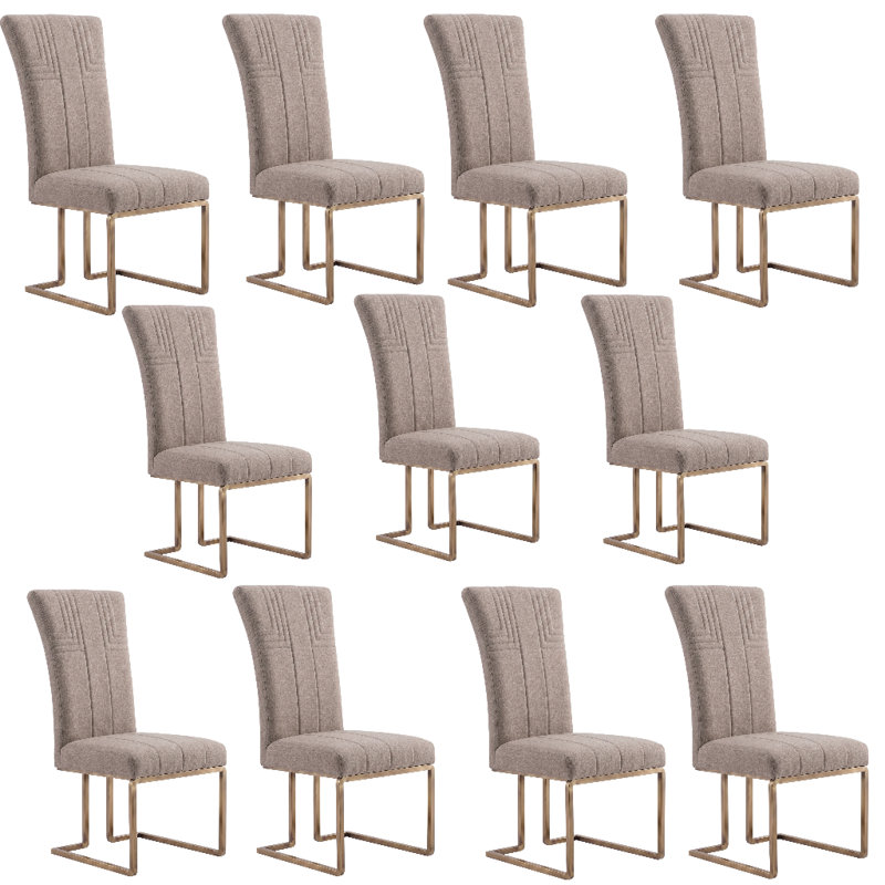 Ensemble de 10 chaises de salle à manger rembourrées en velours couleur avoine, Set of 10, Oatmeal